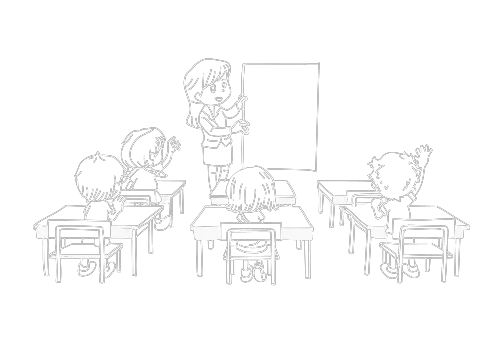 inverted-cropped-classroom-with-teacher-and-kids-raising-hands